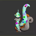 Playful Cartoon Creatures Including Squirrels Colorful Spotted Character With Rainbow And Exaggerated Expressions On Concentric Platform