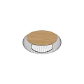 Modern Coffee Table With Wooden Top And Black Metal Mesh Base