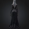 Dark Fantasy Character With Long Silver Hair And Black Gothic Robe Clawed Hands