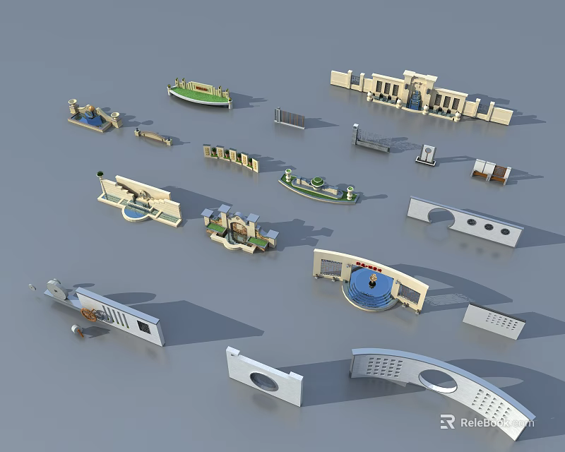 Feature Wall 3D Models with Various Modern Designs and Structural Elements 3d model