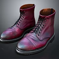 High Top Purple Red Leather Boots With Laces And Black Sole
