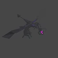 Game Movie Character Purple Black Mechanical Dragon With Sharp Structures And Glowing Eyes