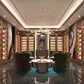 Luxury Showroom Interior Design With Wooden Display Cabinets And Comfortable Sofas