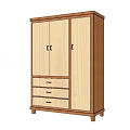 Modern Walnut Wood Wardrobe with Cabinet Doors and Drawers in Natural Light Interior