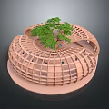 Scenic Landscape With Circular Wooden Structure Central Tree And Hollowed Design