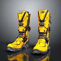 Durable Yellow Outdoor Boots With Black Straps And Functional Design