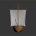 Handcrafted Wooden Sailboat Model With White Sail And Intricate Hull Details