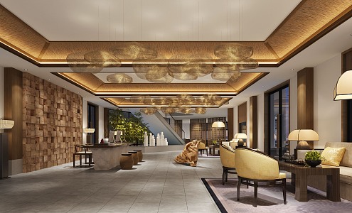 New Chinese Hall Hotel Lobby 3d model