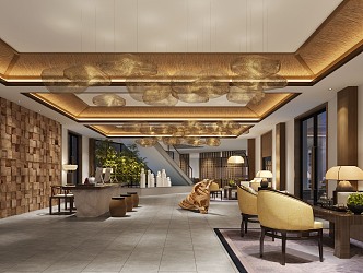 New Chinese Hall Hotel Lobby 3d model