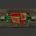 3D Model of Cheese Block Supported by Green Brackets Springs and Wooden Base