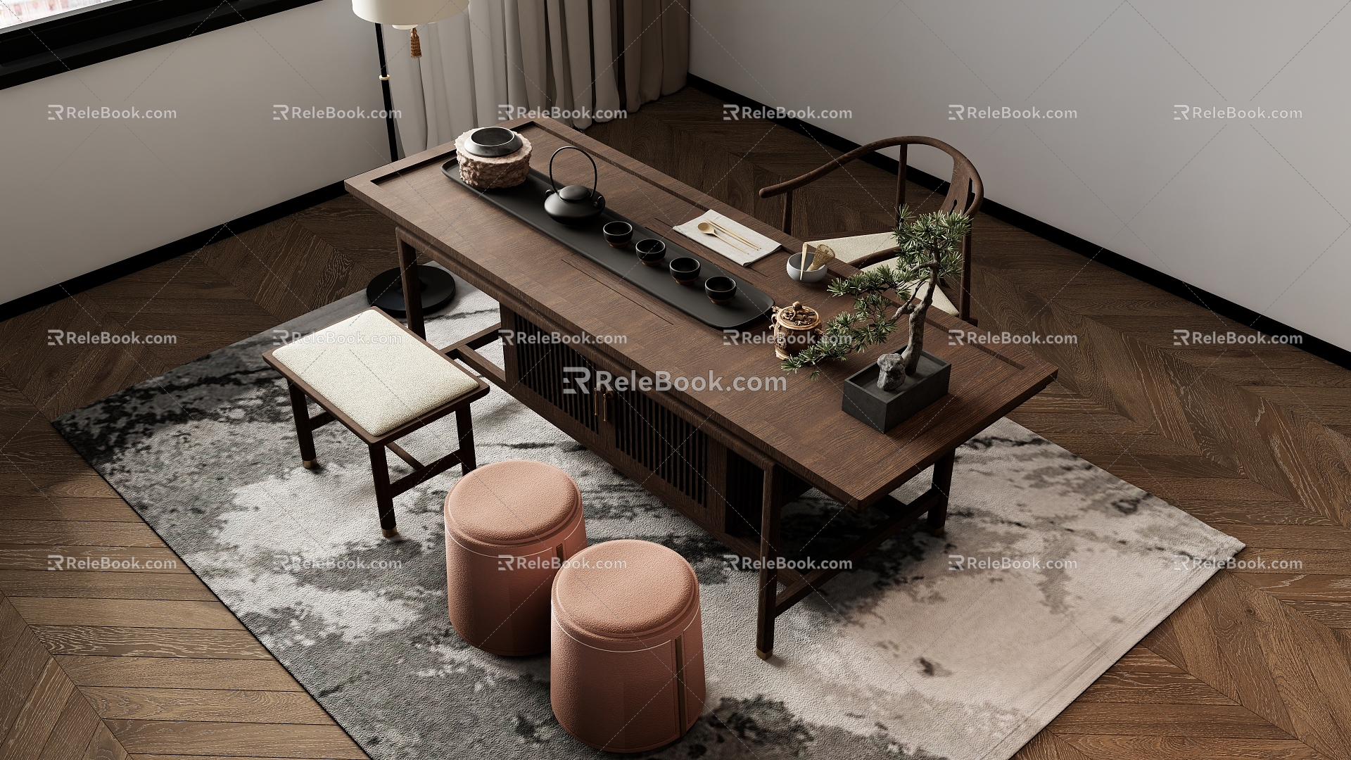 New Chinese Tea Table and Chair Combination Tea Table Tea Table and Chair Tea Table 3d model