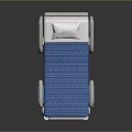 Medical Hospital Bed with Blue Mattress White Frame and Movable Wheels for Healthcare