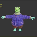 Cute Animated Polar Bear Character In Blue Puffer Jacket And Green Pants With Arms Outstretched