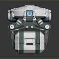 Modern Robotic Device With Mechanical Arms Blue Lenses And Storage Case Base
