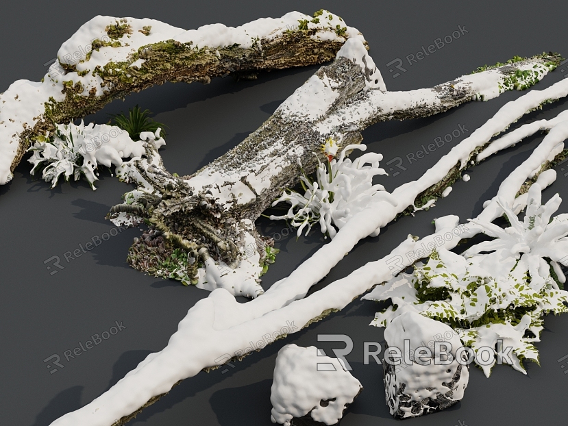 Snow Dead Trees and Stones model