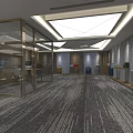 Modern Conference Room Interior With Large Blue Screen Arranged Chairs And Ceiling Lights