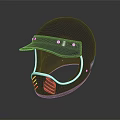 Black Protective Helmet With Visor Brim Metal Rivets Ventilation Slits And Red Logo
