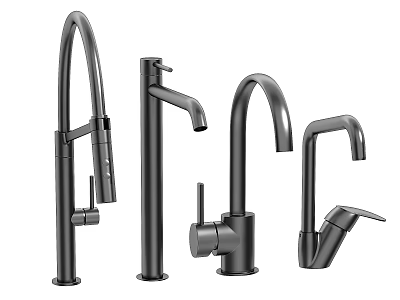 Various Modern Faucet Designs with Black Finish for Kitchen and Bathroom 3d model