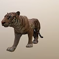 Lifelike Tiger Sculpture With Detailed Brown Black Stripes In Walking Pose