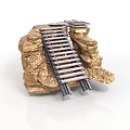 Natural Rock Formation With Metal Railroad Tracks And Small Bridge