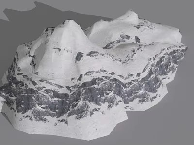Garden Landscape Design With Snowy Mountain Rock Formation And Natural Scenery 3d model