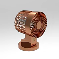 Copper Air Cooler Fan With Modern Metal Grille And Circular Base Design