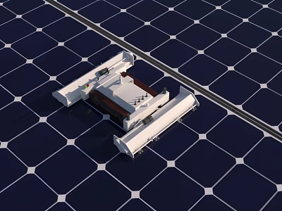 Smart Machine Maintaining Solar Panel Array For Efficient Renewable Energy 3d model
