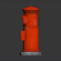 Classic Red Post Box Structure With Postal Markings And Stone Base 3d model