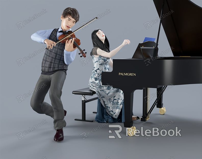 Modern Double Musical Instrument Playing Piano Musical Instrument Music Performance Piano Piano Violin Ensemble model