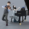 Man Playing Violin And Woman Playing Piano Together