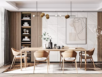 Nordic Dining Table and Chair Combination 3d model