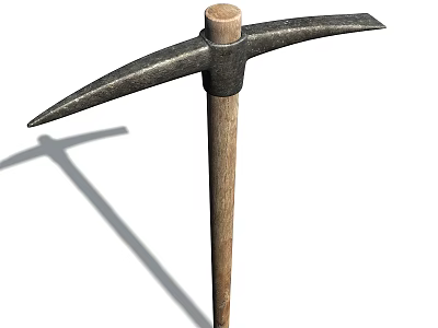 Durable Agricultural Pickaxe with Wooden Handle and Metal Head for Farming Use 3d model