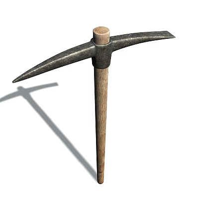 Durable Agricultural Pickaxe with Wooden Handle and Metal Head for Farming Use 3d model Durable Agricultural Pickaxe with Wooden Handle and Metal Head for Farming Use 3d model