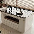 Stylish Modern White Jewelry Cabinet With Glass Top Drawers And Compartments