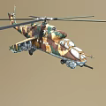 Military Attack Helicopter With Camouflage Paint Rotors And Weapons System