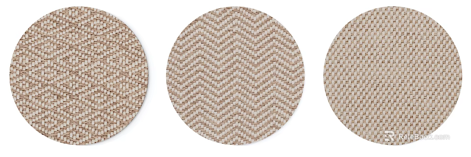 Three Round Rugs With Herringbone Weave Pattern In Brown And Beige Colors 3d model