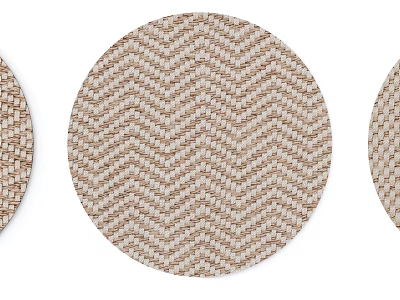 Three Round Rugs With Herringbone Weave Pattern In Brown And Beige Colors 3d model