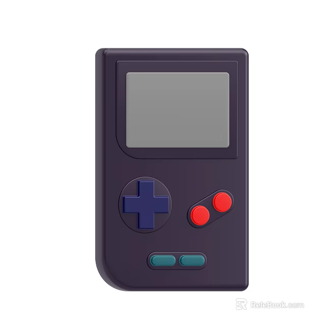 Dark Purple Handheld Gaming Console With Gray Screen Blue Directional Pad Red And Teal Buttons 3d model 