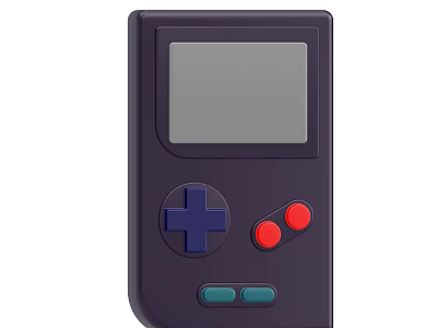 Dark Purple Handheld Gaming Console With Gray Screen Blue Directional Pad Red And Teal Buttons 3d model