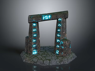 Intricate Mystic Stone Archway Structure With Glowing Runes And Stone Base 3d model