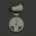Silver Green Mechanical Robot Character With Wheel Base Horn Shaped Head And Antennas