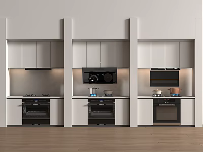 Modern Kitchen Interior With Built in Appliances White Cabinetry Oven And Stove 3d model
