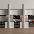Modern Kitchen Interior With Built in Appliances White Cabinetry Oven And Stove