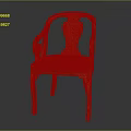 Classic Orange Wooden Chair With Curved Armrests And Carved Seat Design
