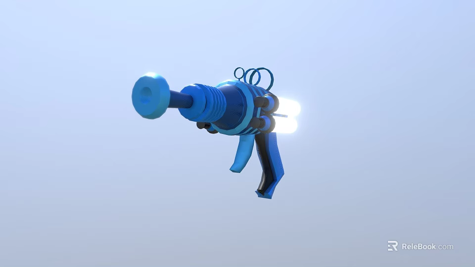 Game Movie Character Holding Blue Toy Gun With Glowing Light Feature 3d model 