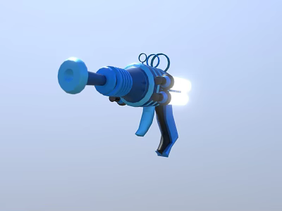 Game Movie Character Holding Blue Toy Gun With Glowing Light Feature 3d model