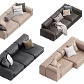 Comfortable Modern Sectional Sofa In Various Colors With Throw Pillows And Blanket 3d model