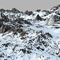 Scenic Snowy Mountain Range With Snow Covered Peaks And Pine Trees