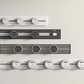 Modern Socket Panels With Multiple Outlets And Different Color Designs For Home Use 3d model