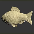 Golden Fish Decorative Sculpture With Textured Scales And Shiny Metallic Finish